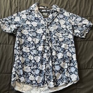Monument Floral Blue and White Men's Shirt size small